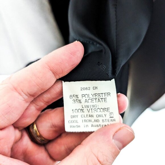 Perri Cutten Birdseye Jacket Blazer Size 8 Black Business Corporate Stretch Dot - Picture 8 of 8